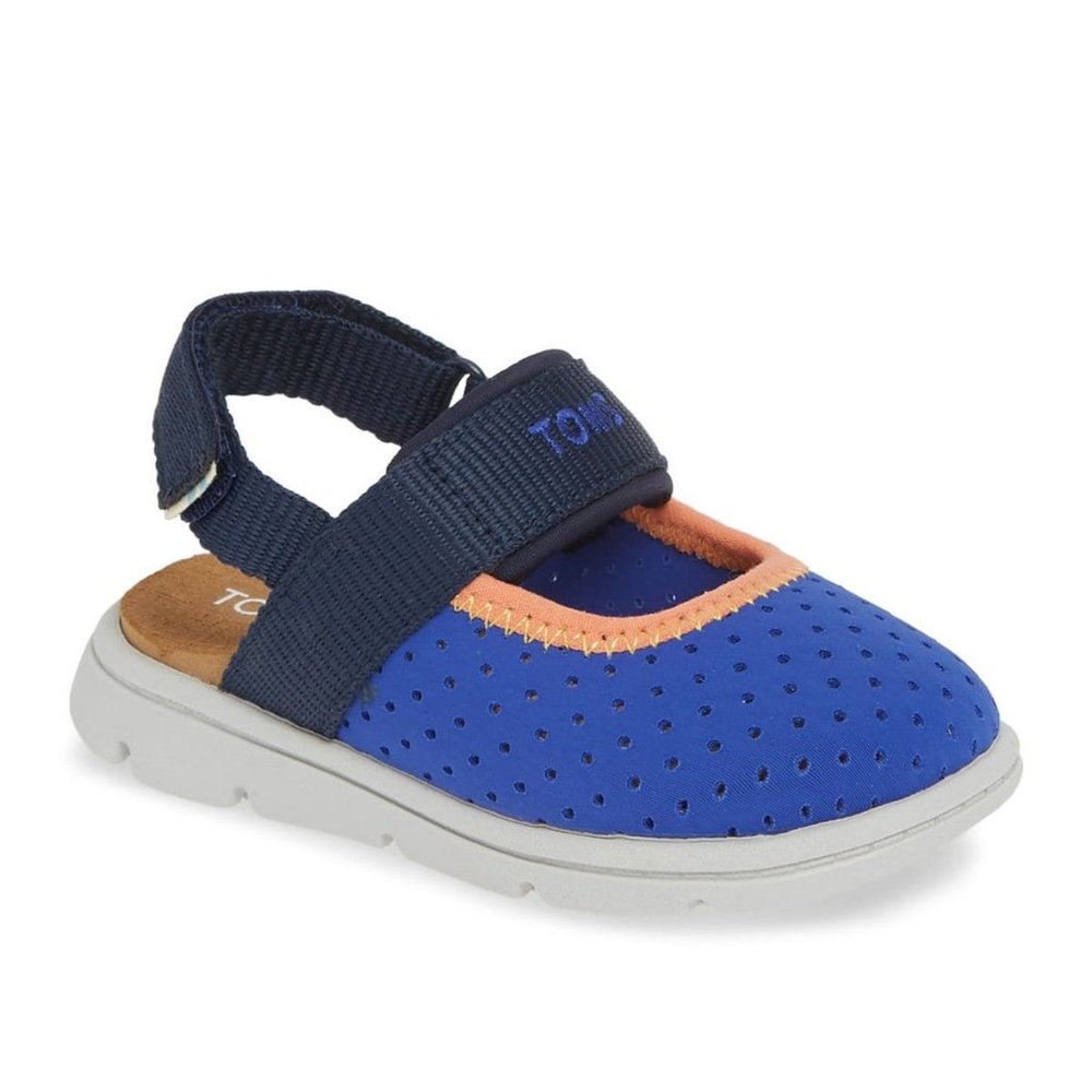 NEW TOMS Kid Caity Blue Perforated Adjustable Strap Active Water Shoe Sandal